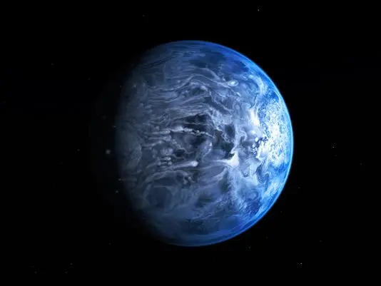 Artist's view of the deep-blue exoplanet HD 189733b